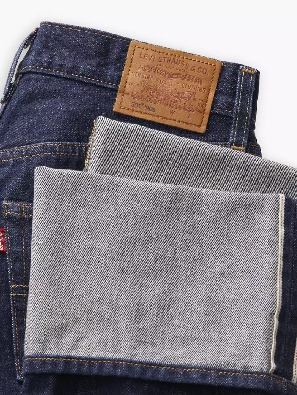 NWOT Levi's 501 90s Cuffed Selvedge Jeans (Dark Rinse) - Picture 6 of 8